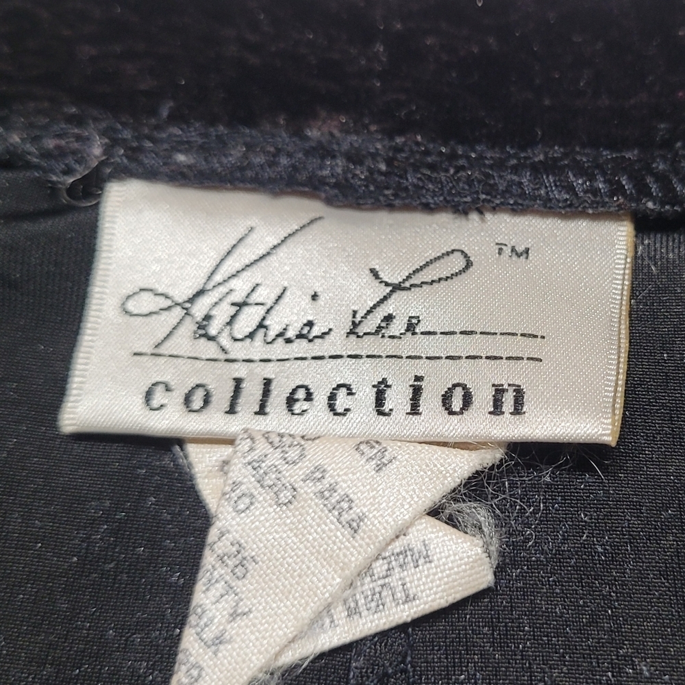 Kathie Lee Whimsigoth Vintage 90s Black Gray Paisley Velvet A-line Maxi Skirt M - Picture 8 of 9